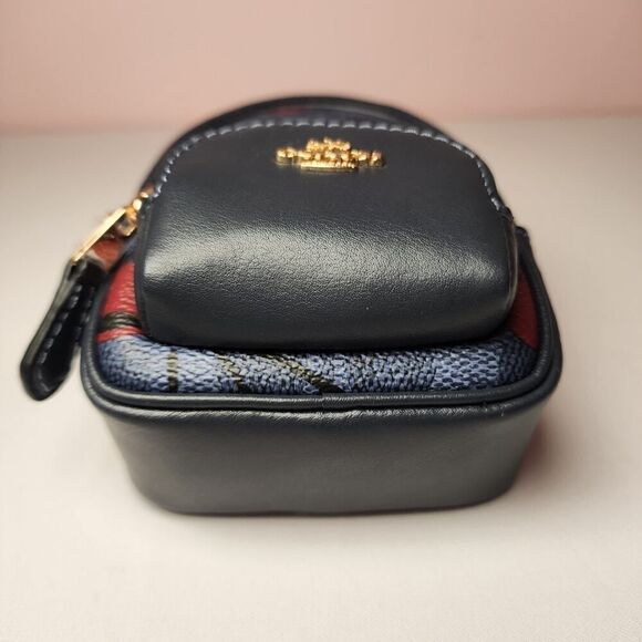 NWT COACH CZ086 Mini Court Backpack Bag Charm Signature Canvas Cherry Denim - Picture 6 of 7